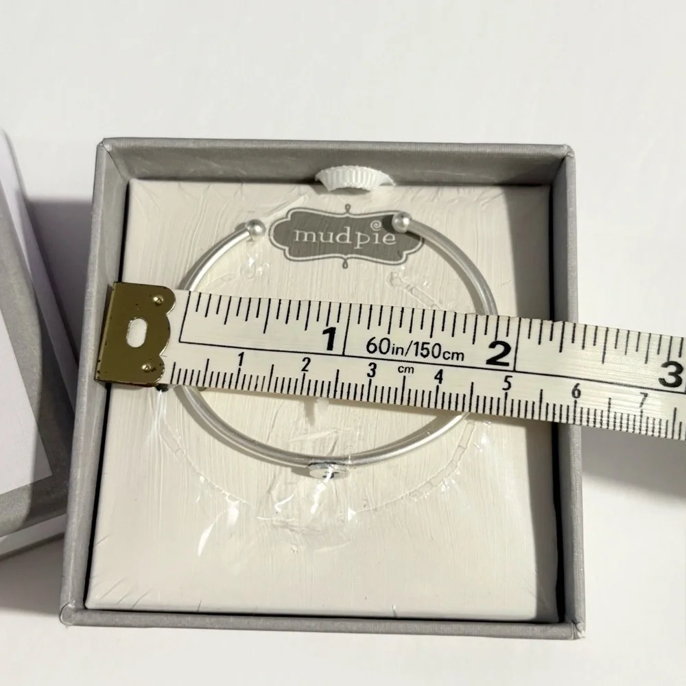 Mud Pie New Silver Tone Initial Bracelet Letter J